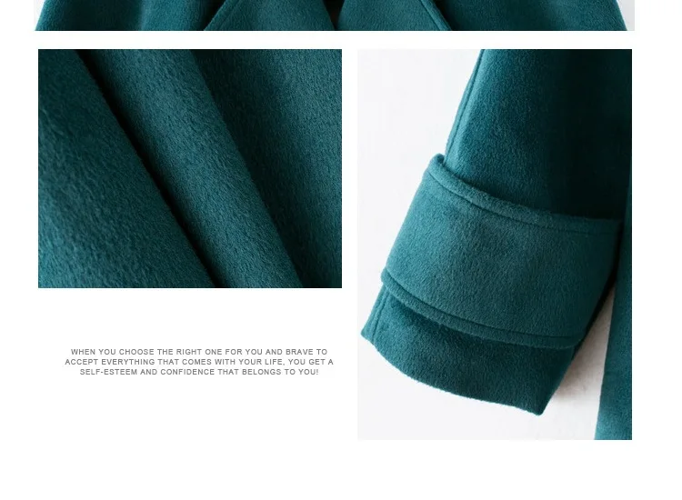 INS Malachite Green элегантное двубортное шерстяное пальто с воротником для фотосессии, осень и зима, длинное шерстяное пальто выше колена