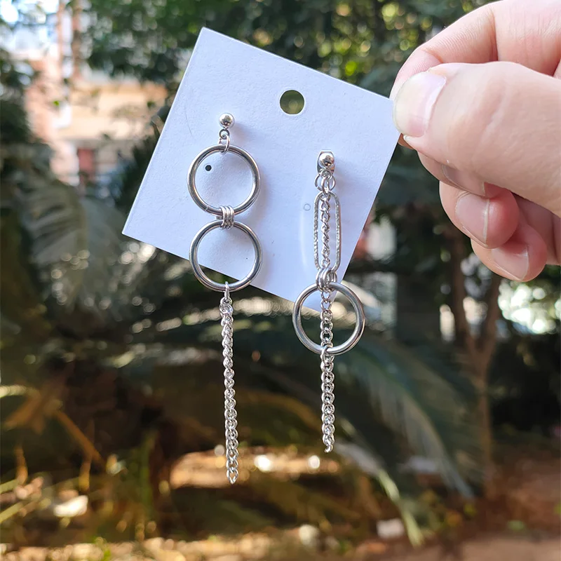 Dangle Earrings Drop Earrings Long Earrings Crystal Tassel Earrings Geometric Earrings New Pop Simple Metal Style Long Chain Tassels Drop Earrings for Women Geometric Asymmetry