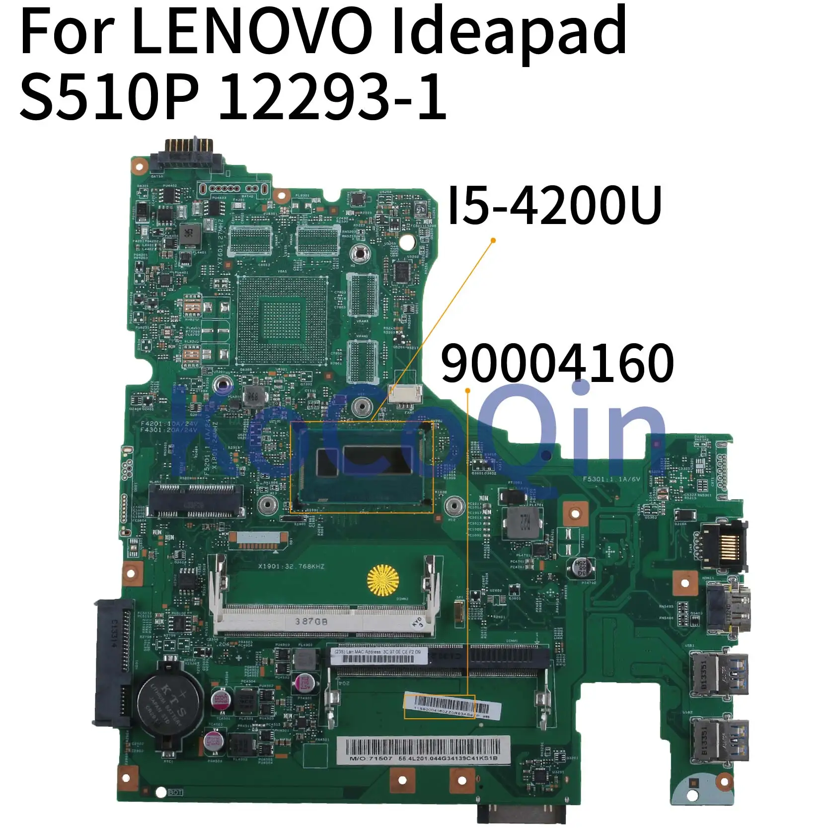 

KoCoQin материнская плата для ноутбука LENOVO Ideapad S510P I5-4200U материнская плата 12293-1 90004160