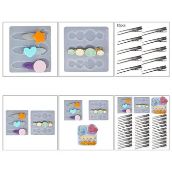 

Crystal Epoxy Resin Mold Hair Clip Barrette Casting Silicone Mould DIY Crafts Jewelry Hairpin Making Tool