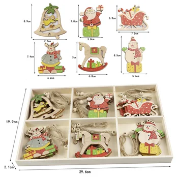 

30pcs Wooden Christmas Slices Tree Decorations Hanging Snowflakes Blank Shapes Home Decor Xmas Kerstmis-