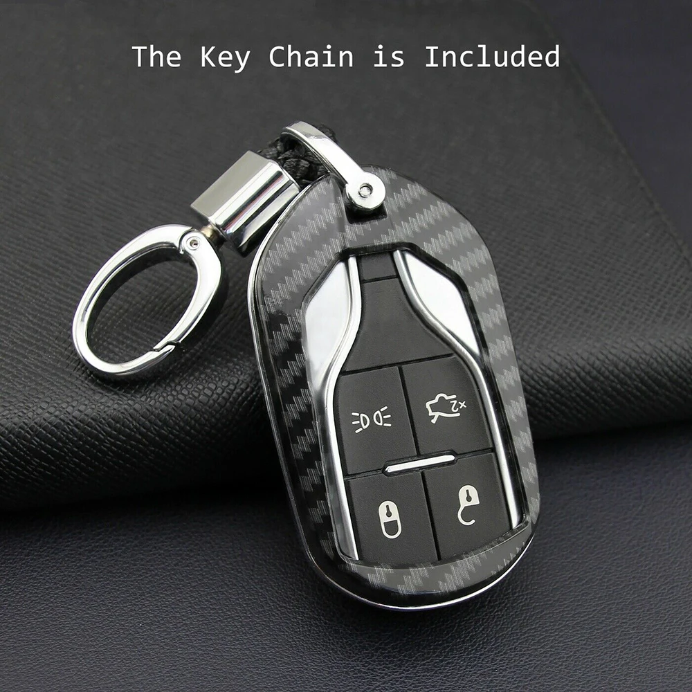 Carbon Fiber Car Key Cover Case Chain Shell Fob For Maserati Ghibli Levante Brand New And High Quality