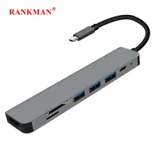 Rankman tipo c para hdmi-compatível 4k usb c 3.0 sd tf leitor de cartão adaptador para macbook samsung dex xiaomi 10 projetor tv monitor