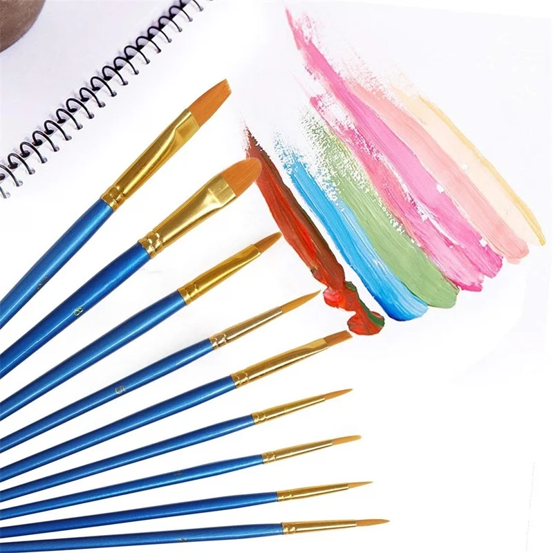 Painting Brush Set, 1-10 Packs /10Pieces, Nylon Brush Head, Suitable for Oil and Watercolor, Perfect Suit of Art oil Painting