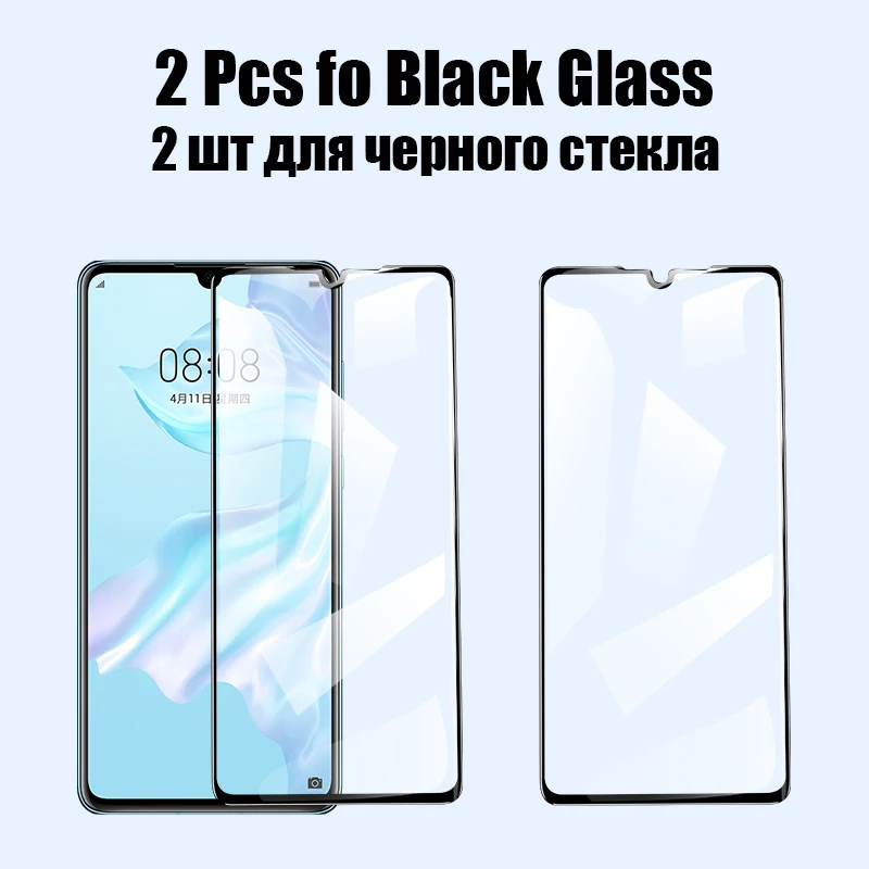 2 в 1 стекло для камеры и закаленное стекло для huawei P20 P30 Lite Защита экрана для huawei mate 20 30 Pro Psmart стекло - Цвет: 2 Pcs of Black Glass