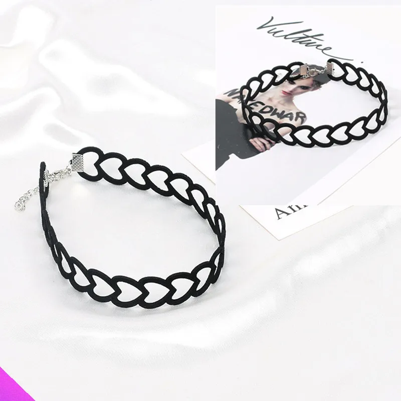 

Оптовая продажа 10 бархатных ожерелий в форме сердца женское Ретро романтическое ожерелье до ключиц черного цвета 2021 Новинка