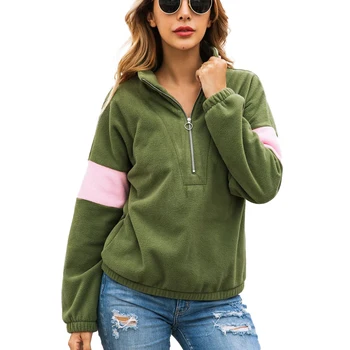 

Brand Hoodies Sweatshirt Women Casual Zipper Stand Collar Streetwear Harajuku Tracksuit Top Fashion Color Patchwork Sweatshirt