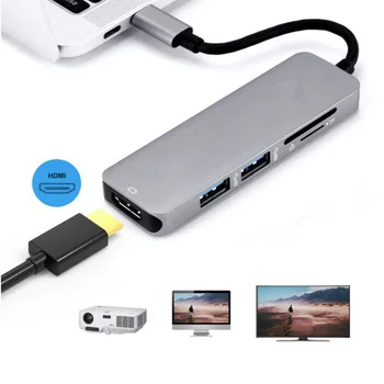 

5in1 Type-C HUB Connector 1*Type-c Adapter Docking Station USB 3.0 HDMI