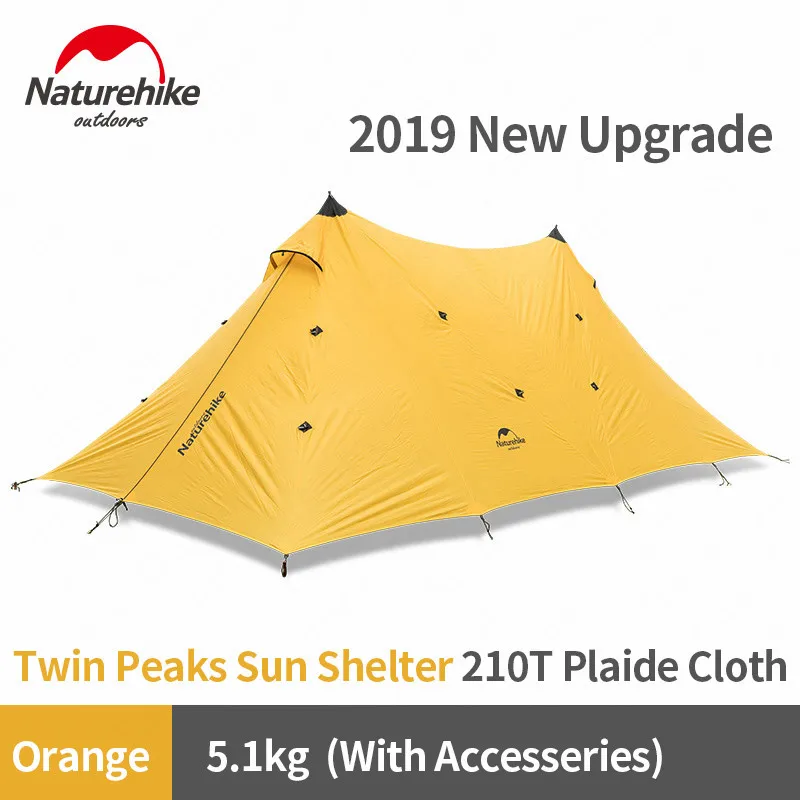 Naturehike наружная Твин Пикс походная сетка от солнца большой шатер тент 20D силикагель Защита от солнца непромокаемый ветрозащитный тент - Цвет: Orange-New Plaid
