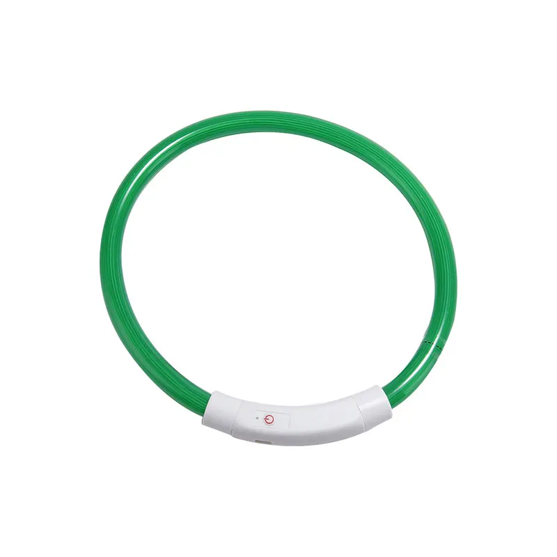 Green USB ошейник для собак перезаряжаемый светодиодный светящийся ночной ошейник для собак ошейник для щенков с батареей продукт для домашних животных - Цвет: Green