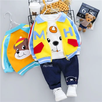 

2020 Autumn Baby Girls Boys Clothing Sets Casual Cute Cartoon Dog Coats T Shirt Pants Infant Newborn Kids Clothing