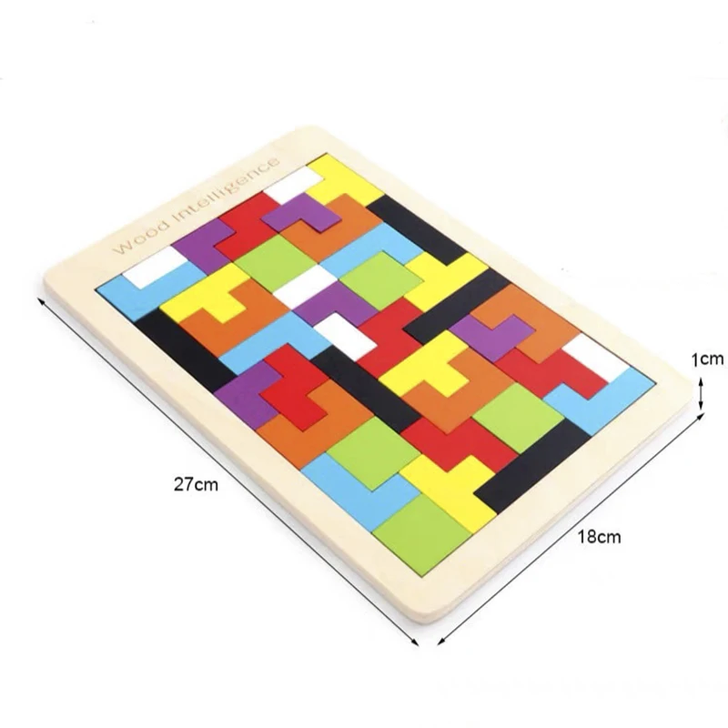 Красочная деревянная головоломка tangram игрушка тетрис игра Дошкольное воображение интеллектуальное образование детская игрушка детская деревянная головоломка игрушка - Цвет: Tetris