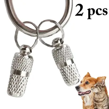 

2PCS Pet Brass Tag Creative Capsule Design DIY Dog Tag Pet ID Tag Pet Personalized Tag For Dogs & Cats
