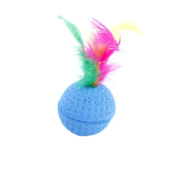 

1 Pcs Colorful Sponge Balls Cats Toys with Feathers Kitten Interactive Toys DTT88