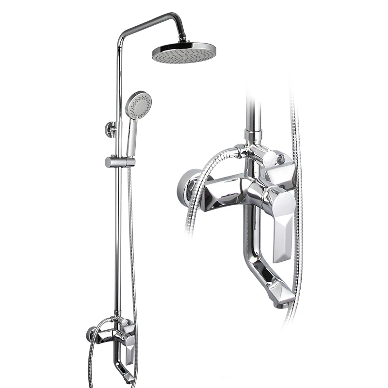 FRAP Shower Faucets Set white bathroom shower system bath shower mixer faucet rainfall shower head Taps Wall Mounted faucet - Color: F2418