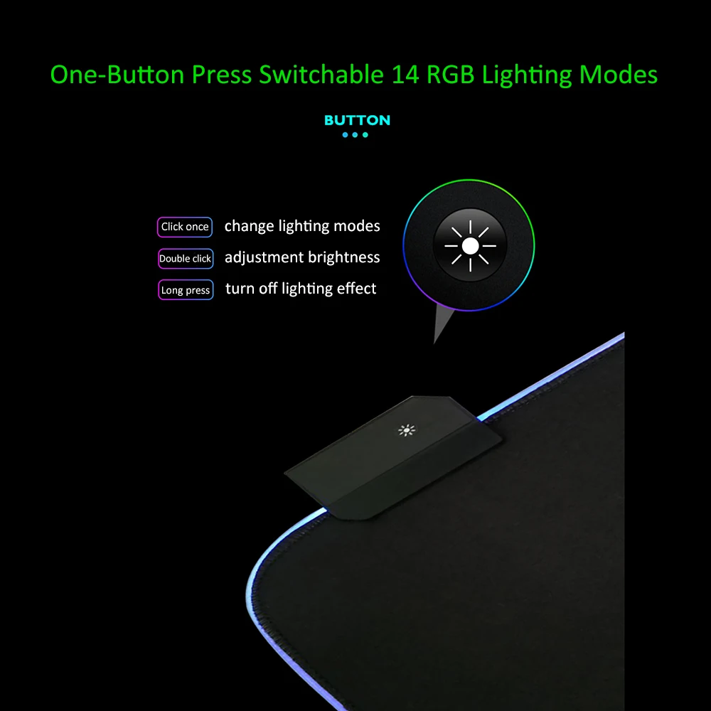 Светодиоды RGB коврик для мыши Коврик для мыши 14 режимов освещения игровой Экстра большой мягкий удлиненный нескользящий коврик для мыши для компьютеров геймеров светодиоды