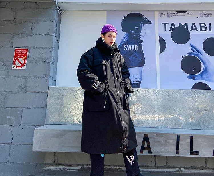 XITAO, повседневные женские парки на молнии, пэчворк,, Зимняя мода, стиль, длинный рукав, отложной воротник, парки, пальто, GCC3116