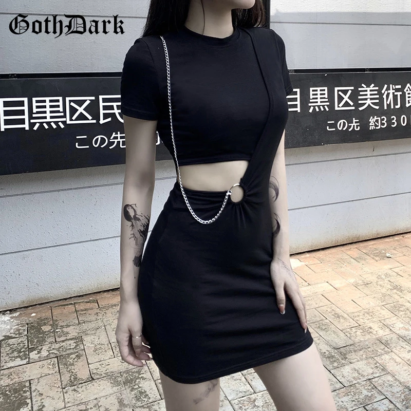Goth Dark готическое сексуальное открытое Черное женское платье гранж пэчворк с