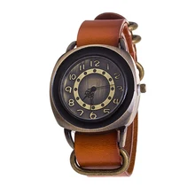 

Jessingshow Antique Cow Leather Strap Watches Women Dress Bracelet Watches Female Men Bronze Quartz Watch Student Leisure Watch