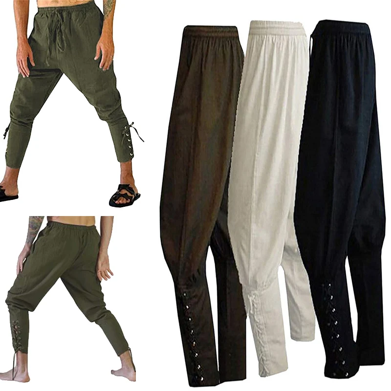 

Carnival The Man Steampunk Medieval Vitage Pants Costume Solid Color Small Foot Strap Cosplay Halloween Stage Show Party Fancy