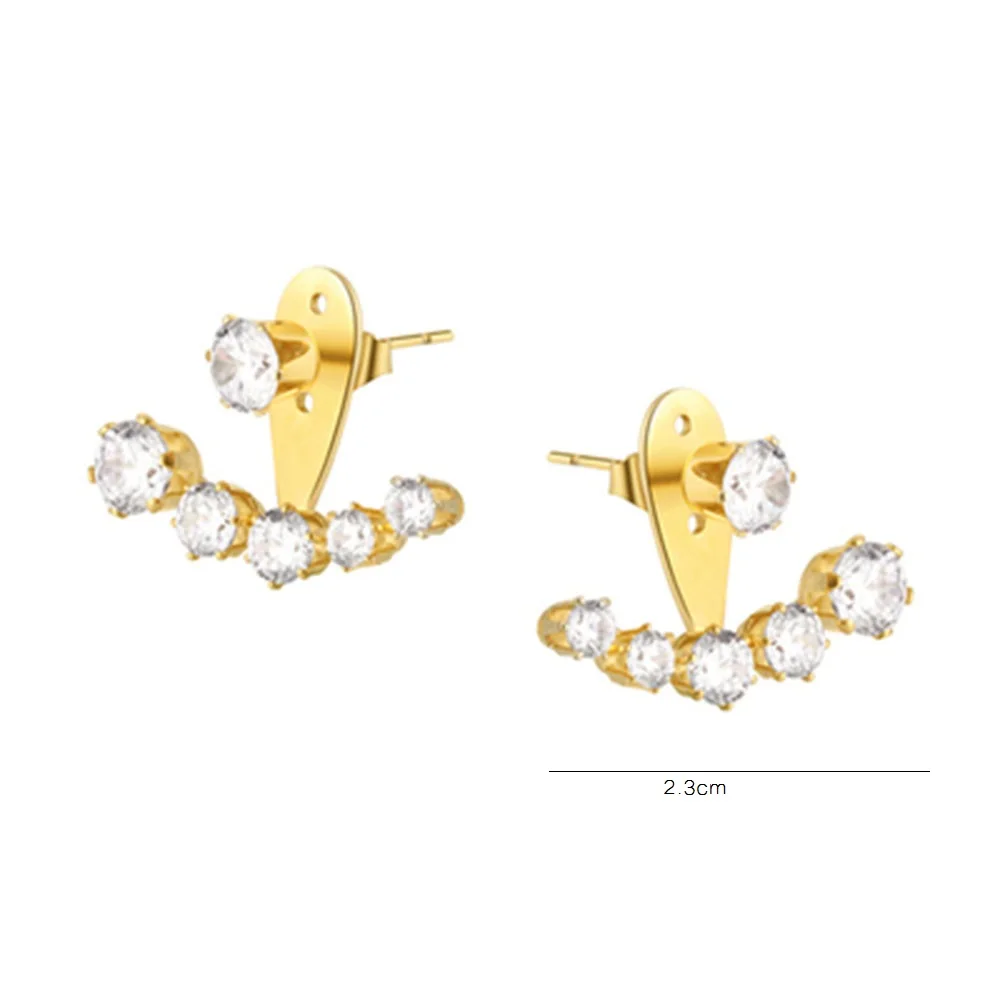 Cz stone ear jacket earrings for women stainless steel minimal earrings dainty elegant jewelry wholesale items designer 6