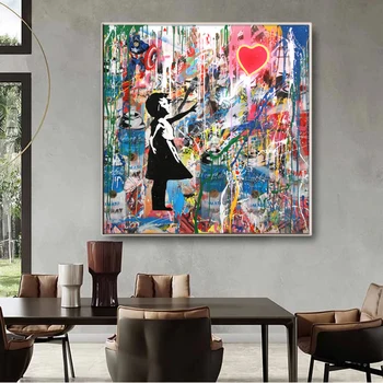 

Banksy Street Graffiti Art Pop Art Canvas Painting Posters and Prints Mural Pictures Living Room Home Decoration Wall Art