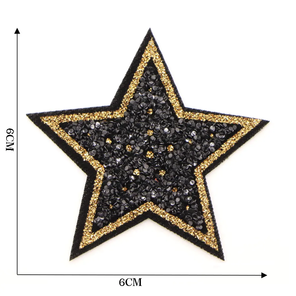 5 teile/los 6CM Glitter Sterne Aufkleber Pailletten Stern Patch DIY Stoff Applikationen Abzeichen Eisen Auf Mäntel Jeans Hosen Abzeichen zubehör – Detail 8