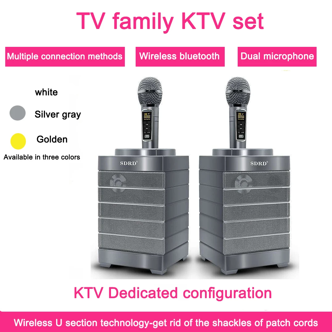 

SD-128 karaoke Bluetooth 5.0 Speaker 30W 2000MAH Two Mic and Speaker Home theater audio Wireless Stereo Party Super bass Box