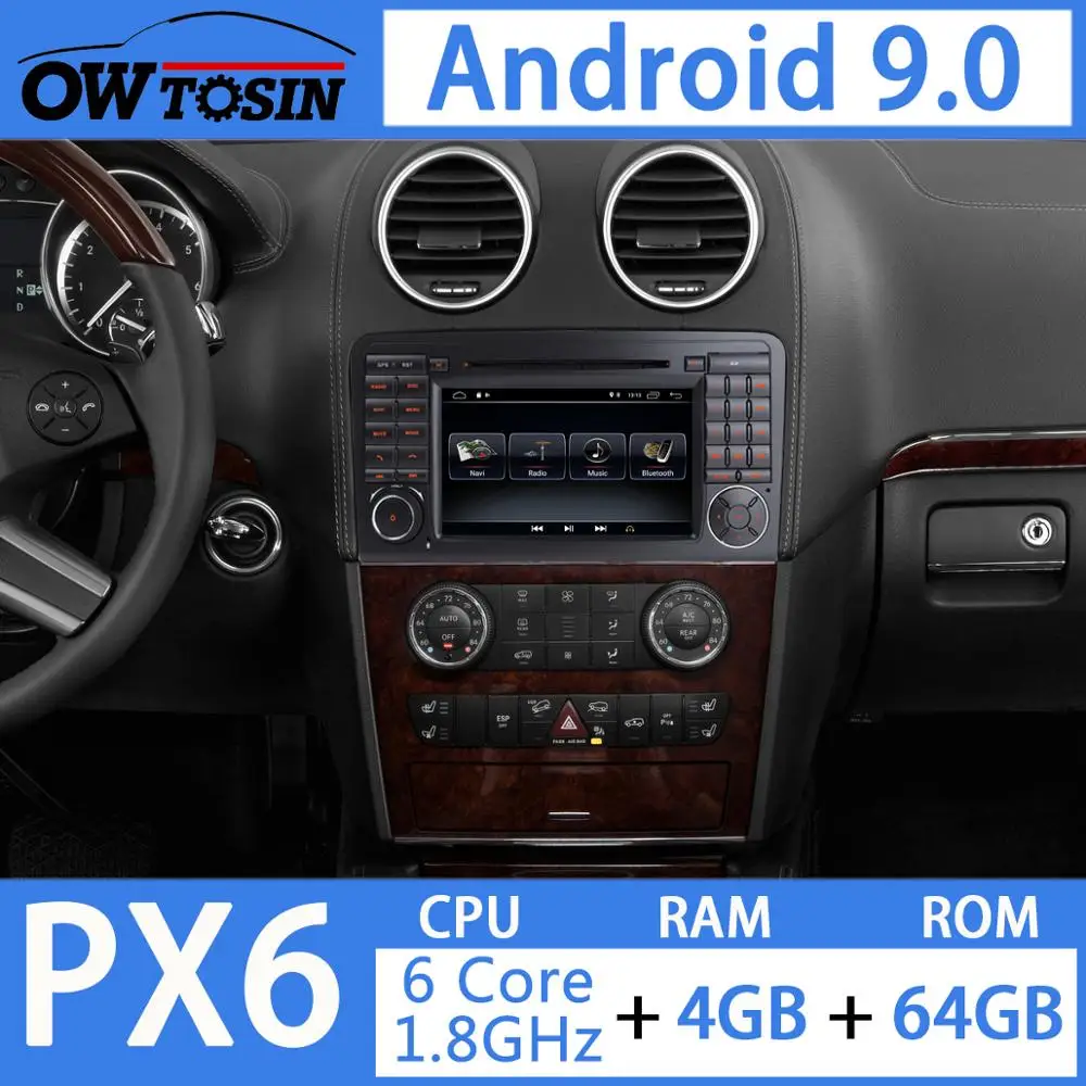 Excellent 7" Android 9.0 PX6 4GB+64GB Car DVD Multimedia Player For Mercedes Benz GL ML Class W164 ML300 ML320 ML350 ML450 X164 Radio GPS 1