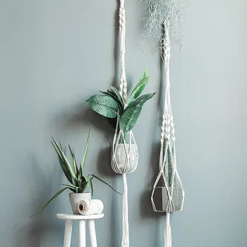 

Hand Woven Hanging Basket Gardening Creative Flowerpot Net Bag Plant Greening Sling Ins Aerial Decoration
