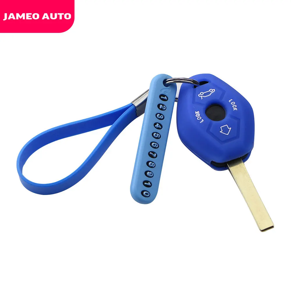 

Silicone Car Key Case Cover Key Chain with Phone Number for BMW X3 X5 Z3 Z4 3 5 7 SERIES E38 E39 E46 E83 1998-2005