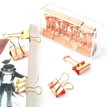 

12pcs/sets Of Long Tail Clip Rose Gold Handles Phoenix Clip for Office School Stationery Supply Decorative Metal Clips