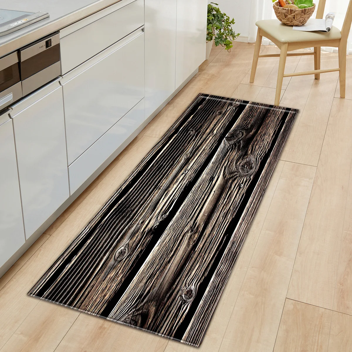 12 Styles Anti-slip Modern Kitchen Rugs Wood Grain Pattern Floor Carpet for Living Room Washable Doormat Bedroom Mat Home Decor