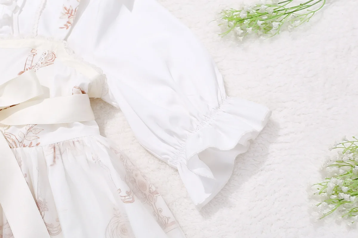 Сказочное Повседневное платье в стиле Лолита с принтом и белая блузка от Idream