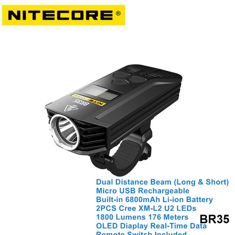 Nitecore BR35 oled-дисплей дистанционный переключатель велосипедный фонарь двойной дальний луч Cree Высокая мощность водонепроницаемый велосипедный светильник с usb зарядкой