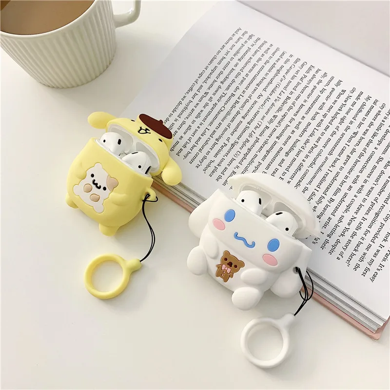 Прекрасный sanrio Cinnamoroll 3D силиконовый чехол для Apple Airpods чехол s Bluetooth наушники защитный чехол с кольцом на палец