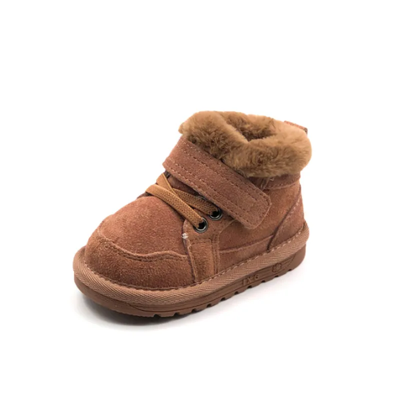 

Genuine Leather 2019 Winter Kids Shoes Toddler Girls Boys Snow Boots Soft Sole Warm Fur Baby Shoes Infant Shoes 0-3 years