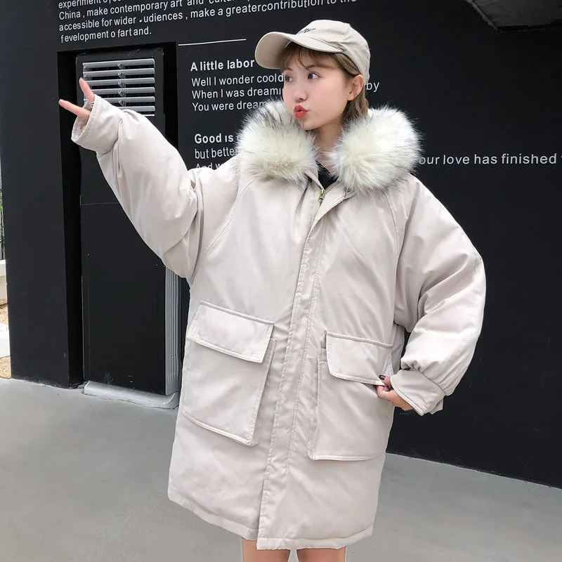 

Down Jacket Cotton-padded Clothes Women's Mid-length 2019 New Style Korean-style Loose-Fit Students down Coat Cotton-padded Clot