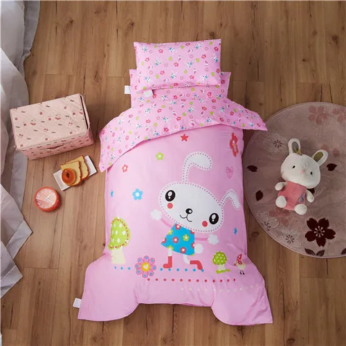 rabbit baby Мультфильм Постельное белье хлопок синий пододеяльник набор 3 шт./компл. для девочек и мальчиков детское постельное белье дети постельное белье 0-8year Комплект постельного белья - Цвет: rabbit baby