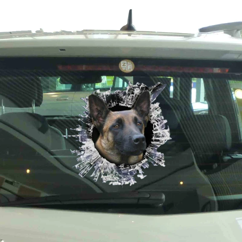 3D Belgian malinois Decal Glas Dogs Slag Reflective Car Stickers Window Waterproof Styling Decals 13cm*12.2cm