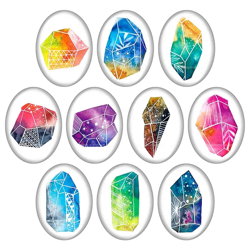 

Stone diamonds 10pcs mixed 13x18mm/18x25mm/30x40mm Oval photo glass cabochon demo flat back Jewelry findings