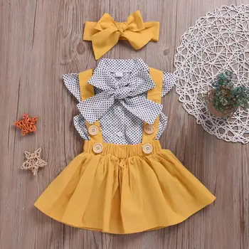 

5 Sets/lot Spring Newborn Baby Girl Clothes Outfits Set Lapel Shirt + Strap Skirt Suits For Baby Girl Clothing Birthday Gift