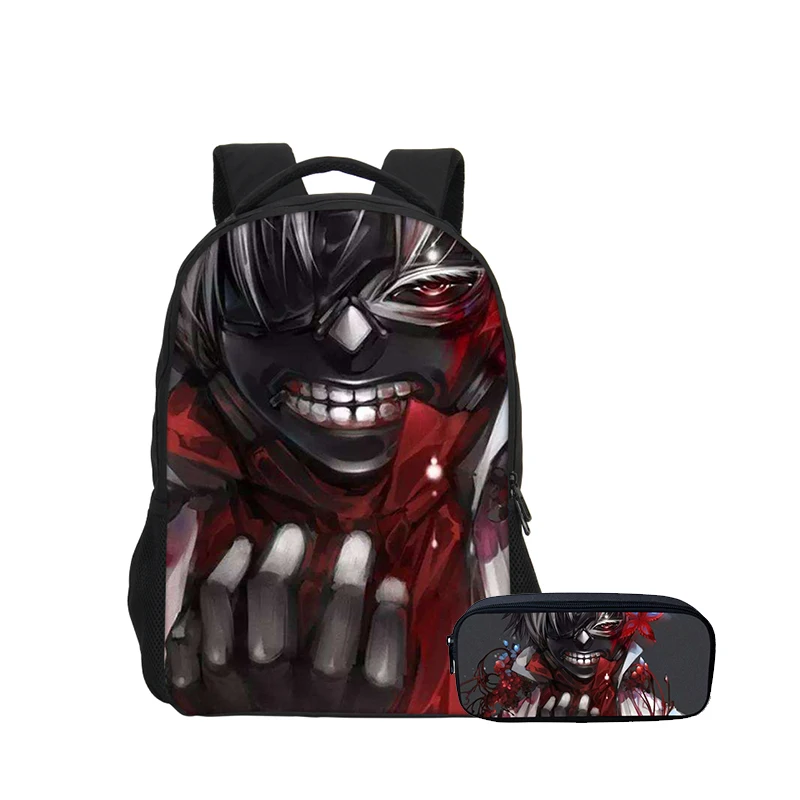 2 шт./компл. портфель школьные ранцы для мальчиков; крутые Аниме Tokyo Ghoul 3D печати рюкзаки для детей и подростков Mochila Escolar - Цвет: Темно-серый