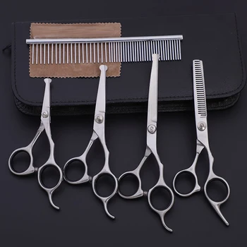 

6.5 inch Hair Scissors with Comb Case Set Professional Safety Pets Hair Cutting Thinning Curved Shears Hairdressing Scissors