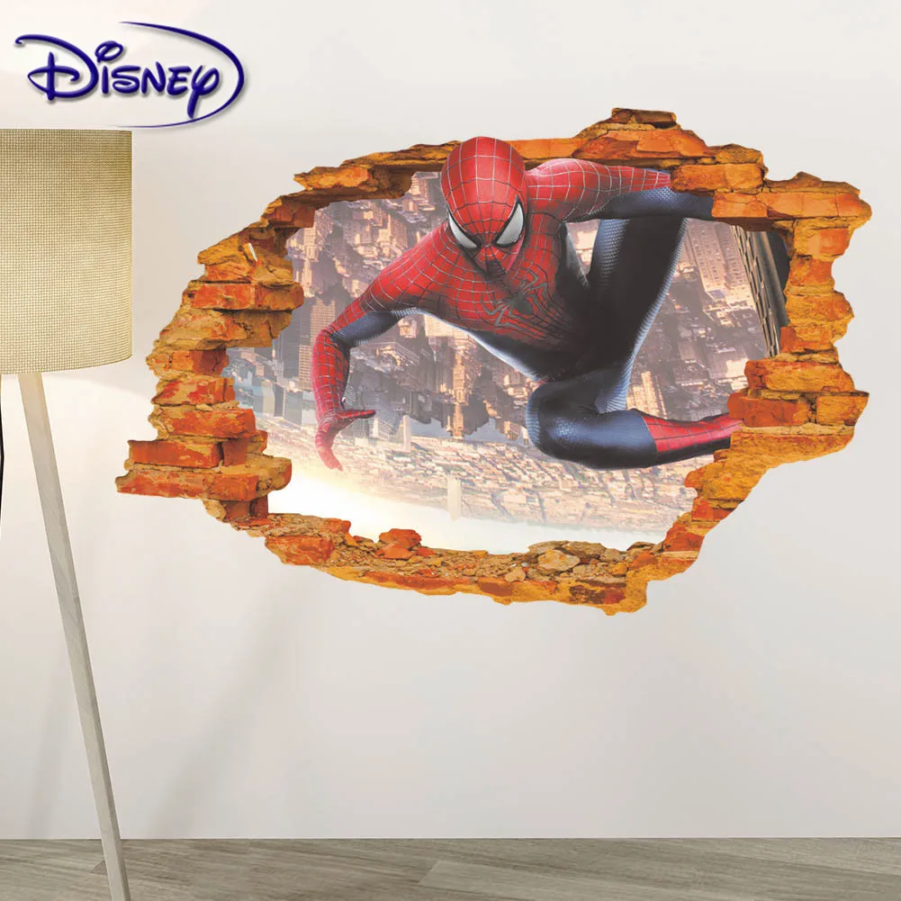 Дисней 3D трехмерные сломанные настенные Стикеры-пауки детская комната окружающей среды макет наклейки