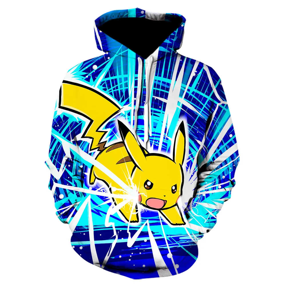  New 3D printing Hoodie in winter haajuku fashion coat cartoon Pokemon hoodies anime Pikachu leisure