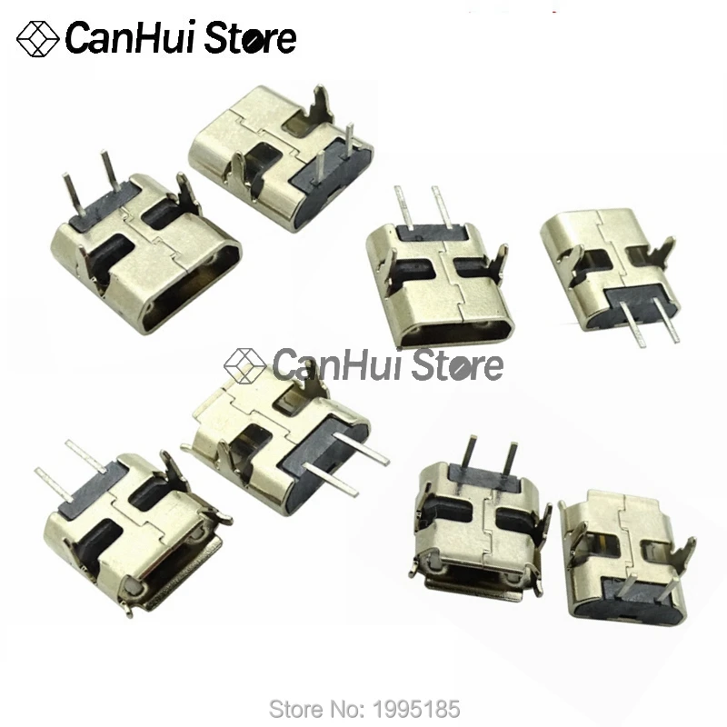 Micro USB Connector 20/50Pcs 2Pin 90/180 degrees B Type Female for Mobile Phone