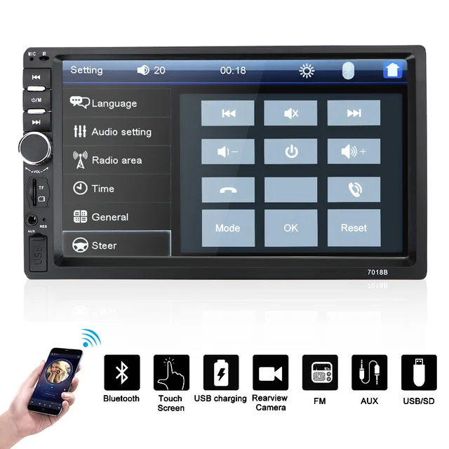 Car Multimedia Radio 2 Din MP5 Player HD Touch Screen Receiver 7010B /7012B/7018B FM/DVD 3