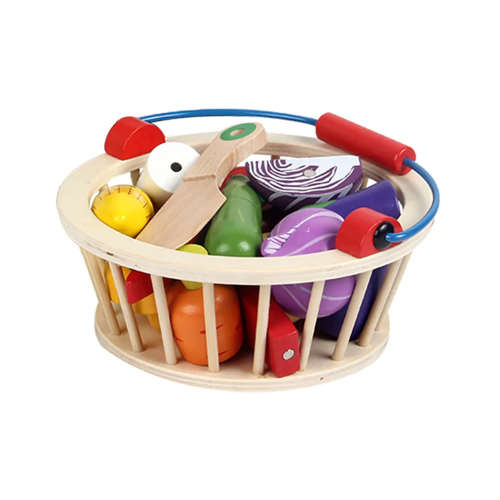 Ребенок ролевая игра Магнитные деревянные нарезки овощей Еда игрушка с корзиной Детские Классические обучающий воображаемый игрушки M840