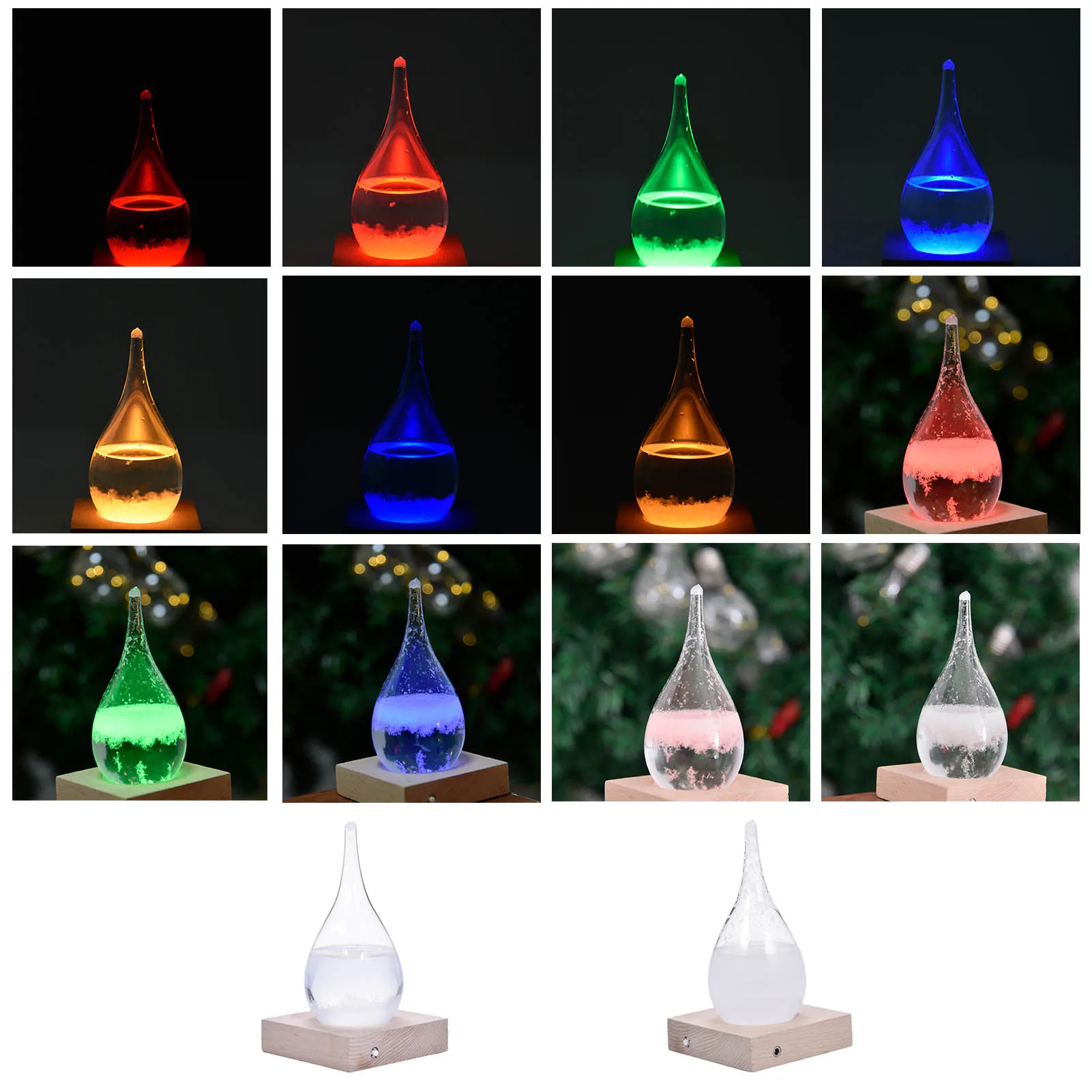 painted figurines Colorful Luminous Storm Glass Creative Drop-Shaped Storm Glass Bottle Desktop Weather Station Weather Predictor Decor mini unicorn figurine Figurines & Miniatures